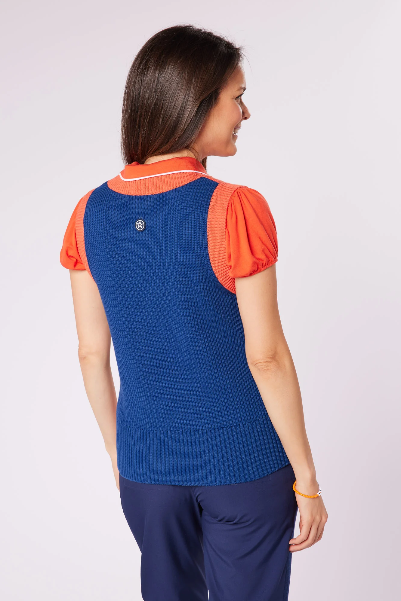 Dee Cotton Slipover Coral & Midnight Navy - Image 2
