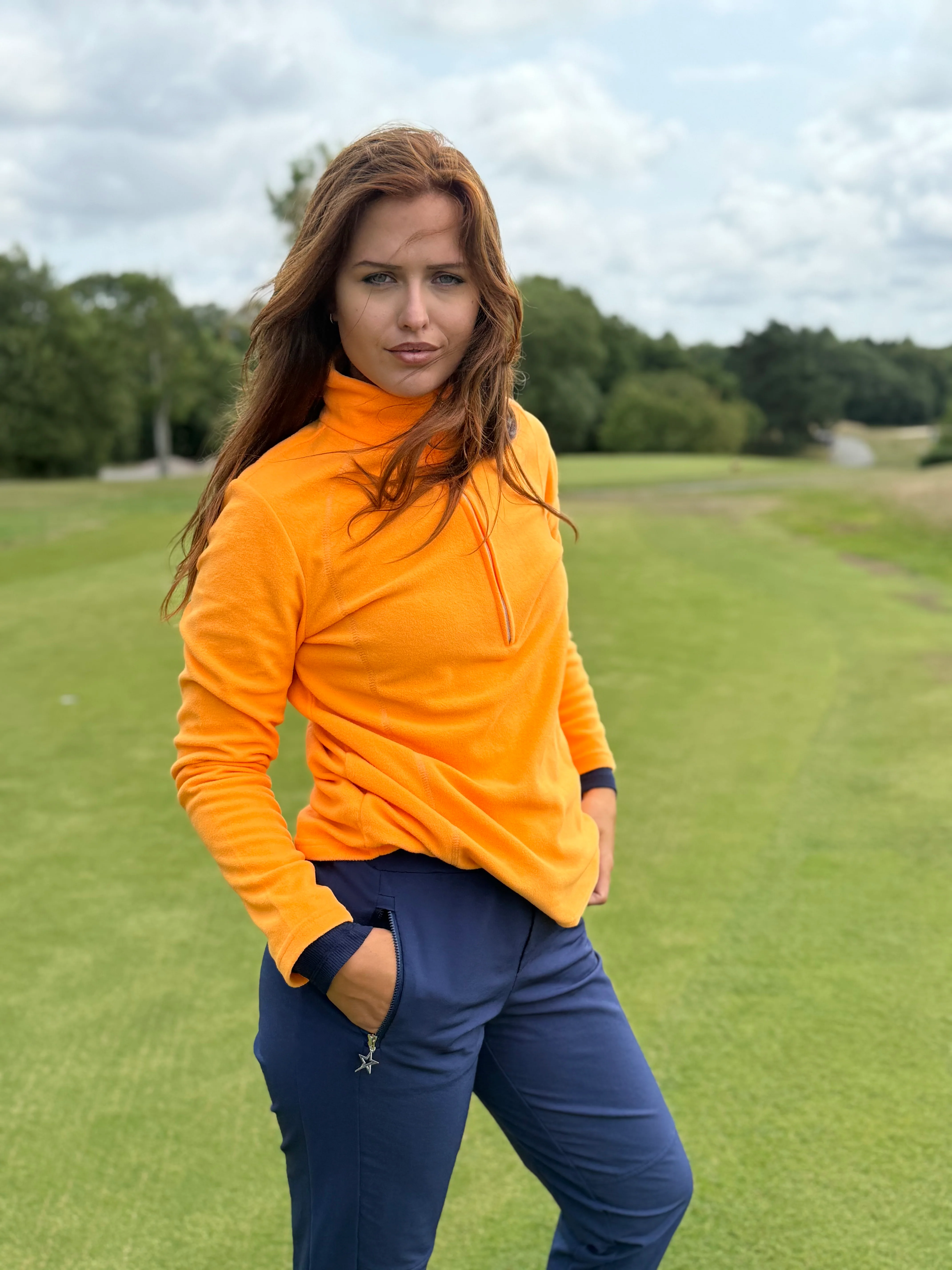 Frankie Lightweight 1/4 Zip Fleece Orange Fizz - Image 3