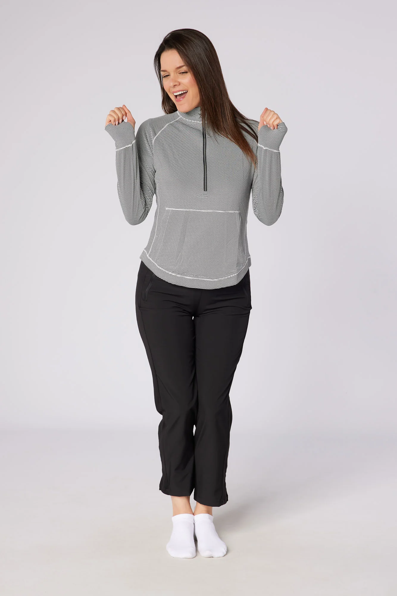 Lottie Stripe 1/4 Zip Black & White - Image 3