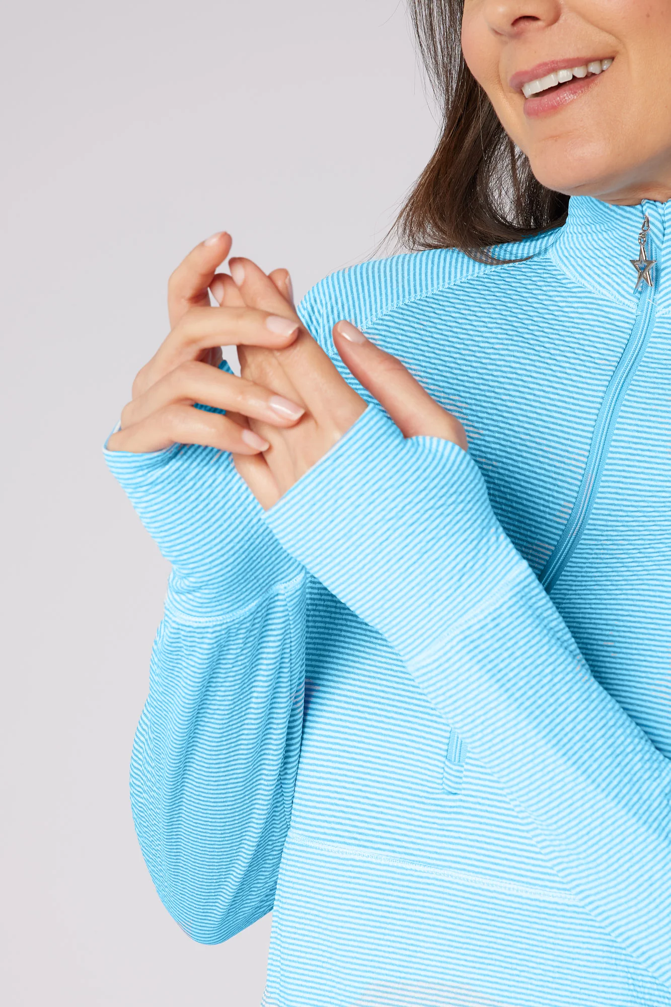 Lottie Stripe 1/4 Zip Ocean & White - Image 3