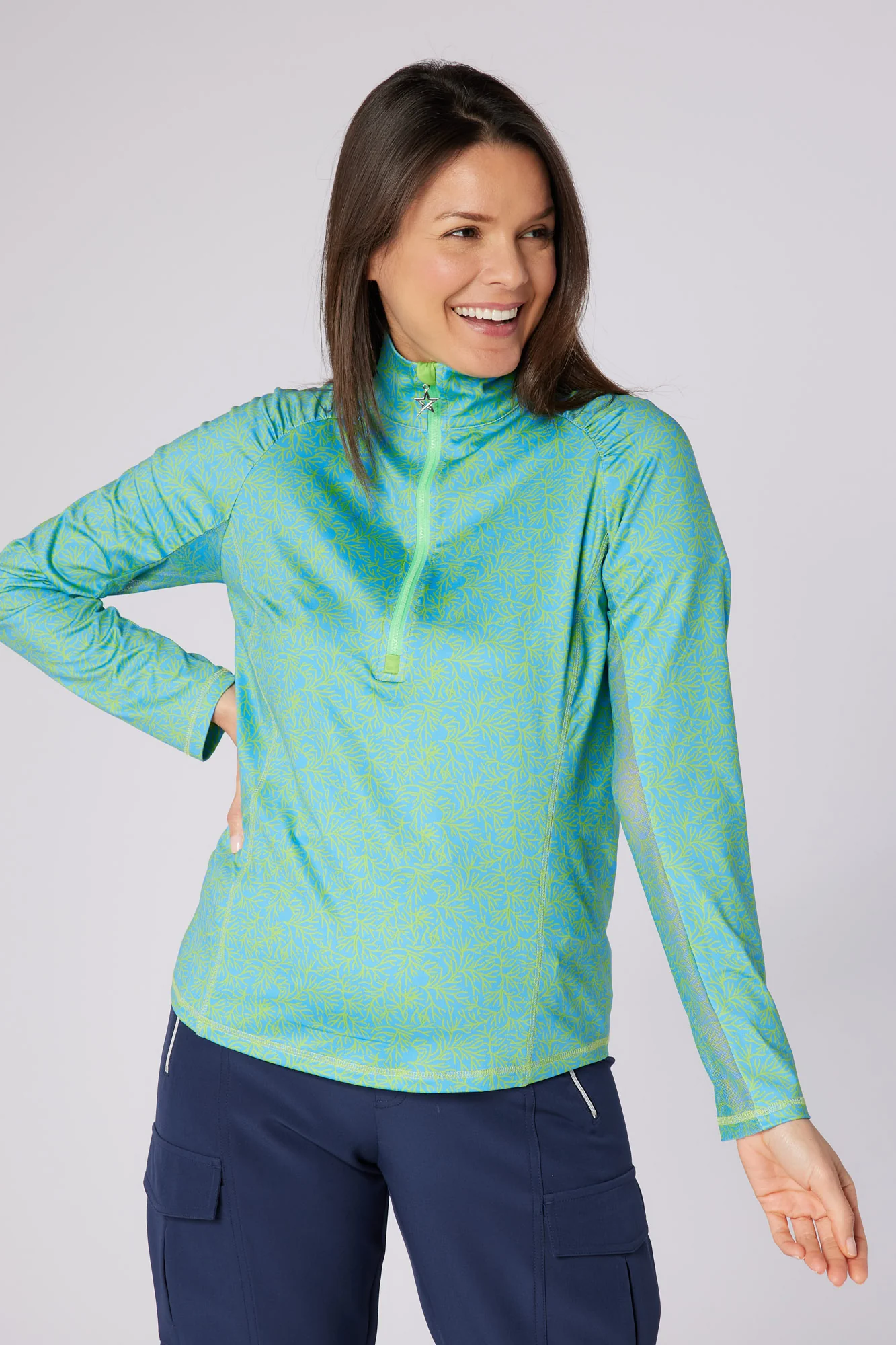 Sunshine Mesh Arm 1/4 Zip Ocean Bloom - Image 3