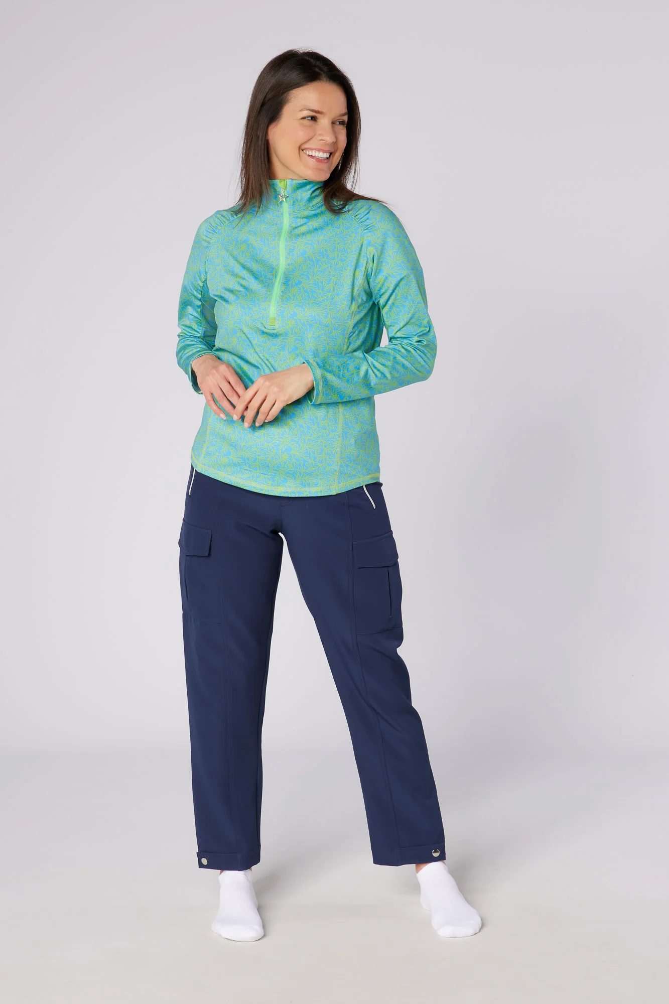 Sunshine Mesh Arm 1/4 Zip Ocean Bloom - Image 4